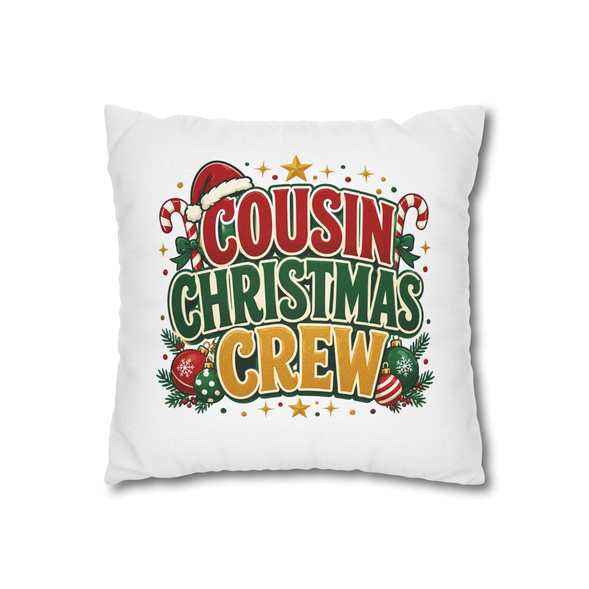 Cousin Christmas Crew Pillow Cover — Festive Holiday Decorative Throw Pillowcase