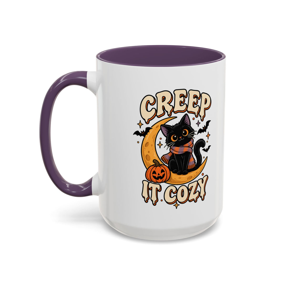 Creepy It Cozy Black Cat Halloween Accent Coffee Mug (11/15oz)