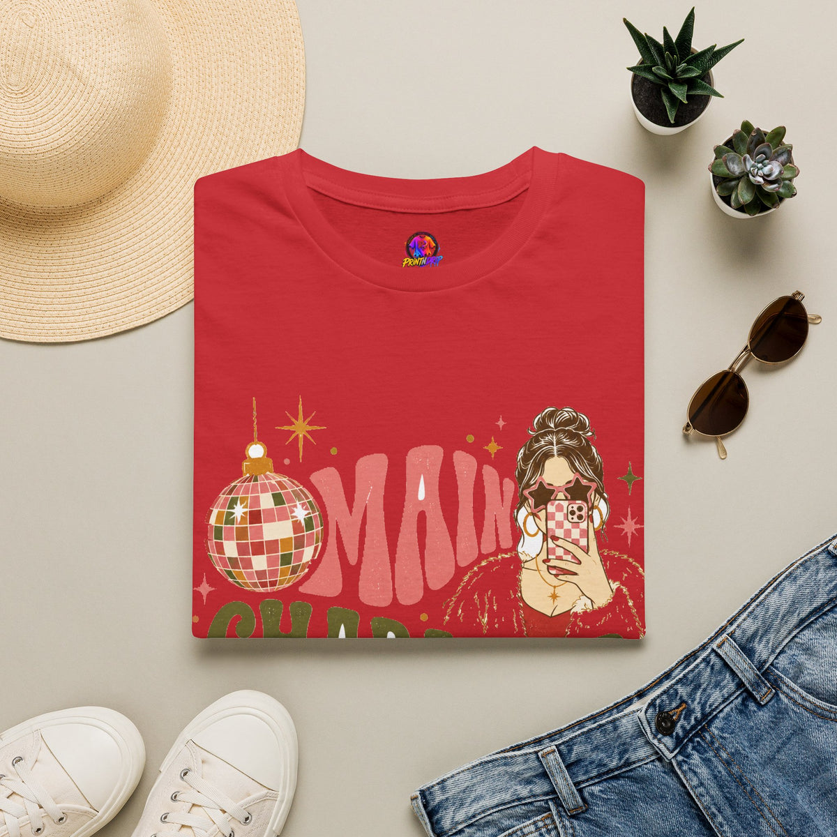 Christmas T-Shirt — "Main Character Christmas" Graphic Tee (Holiday Mom Aesthetic)