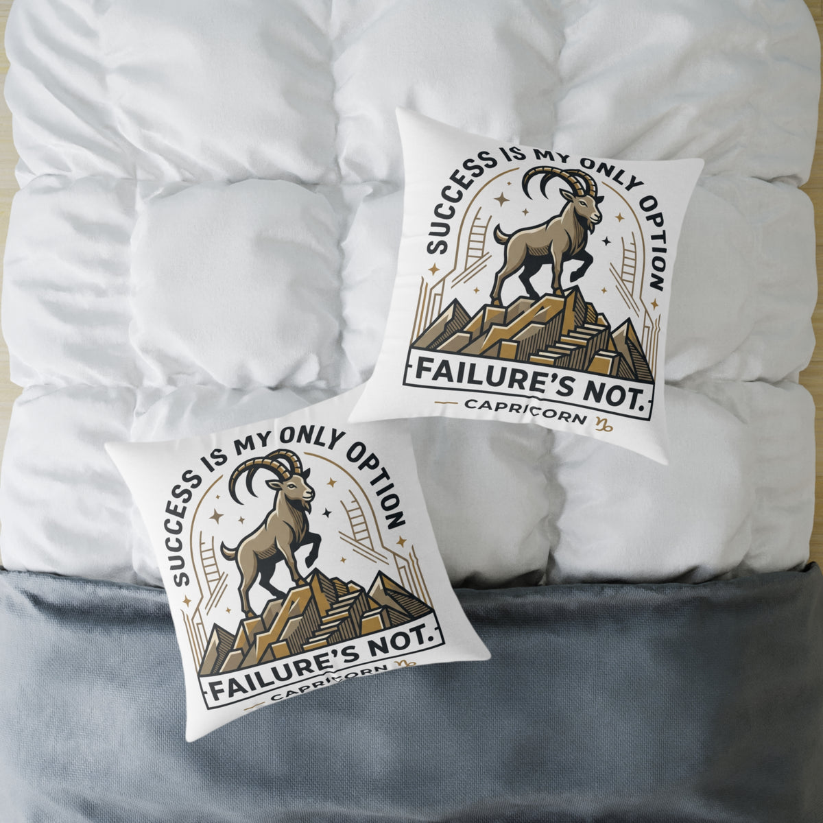 Capricorn Pillow — "Success Is My Only Option, Failure's Not" Capricorn Mountain Goat Decorative Throw Pillow