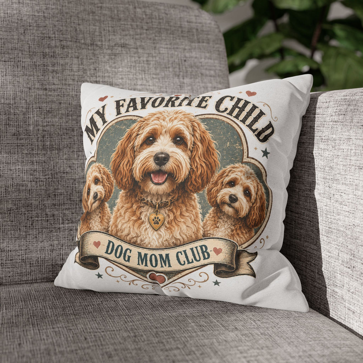 My Favorite Child Dog Mom Club Pillowcase  Milo Bailey Dog Dad Mom— Cute Doodle Pet Throw Pillow Cover