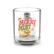 Modern Day Christmas Glass Mug  10oz Merry Mutt Club Glass Mug — 10oz Festive Dog Lover Coffee Cup