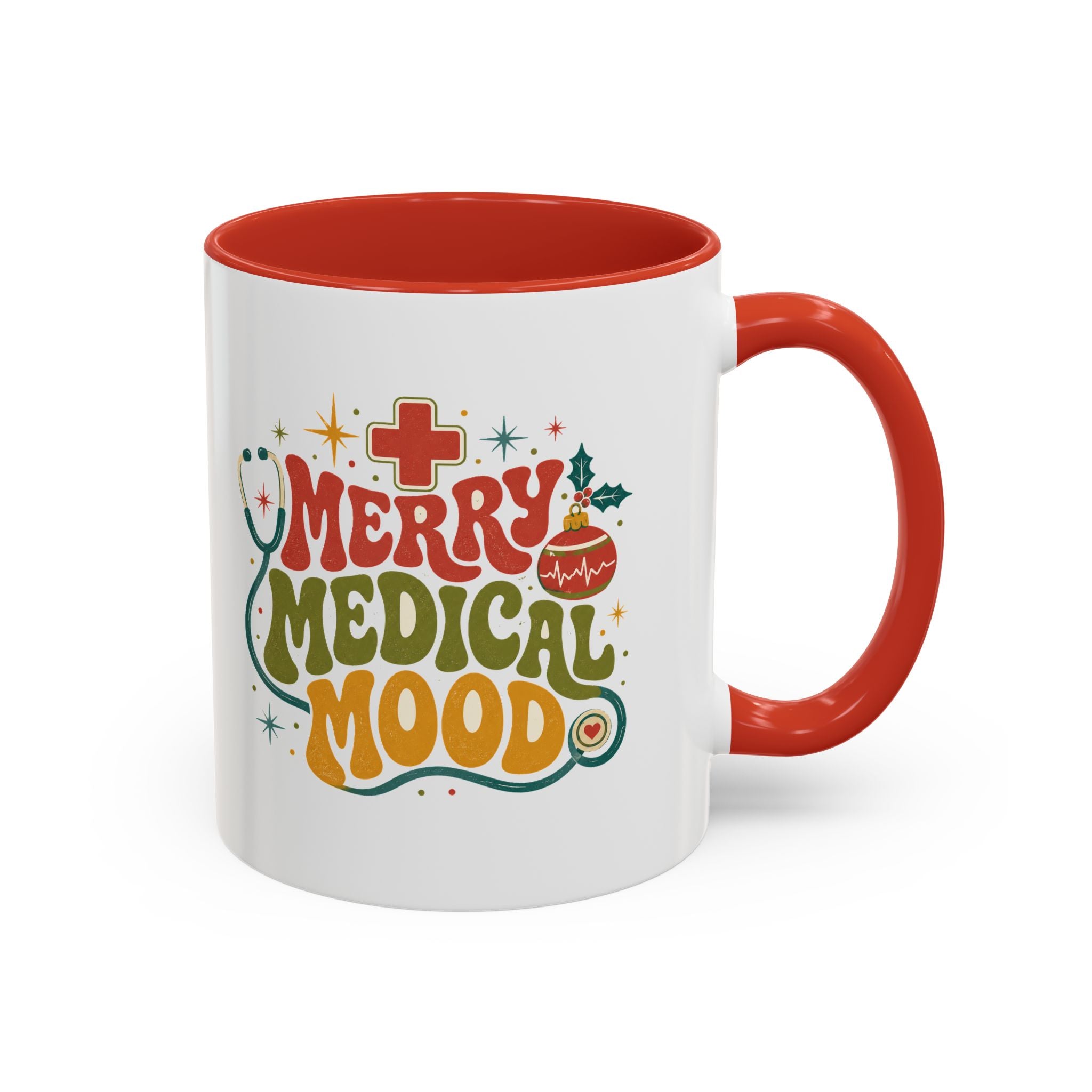 Modern Day Christmas Merry Medical Mood Accent Coffee Mug — Holiday Nurse & Doctor Gift