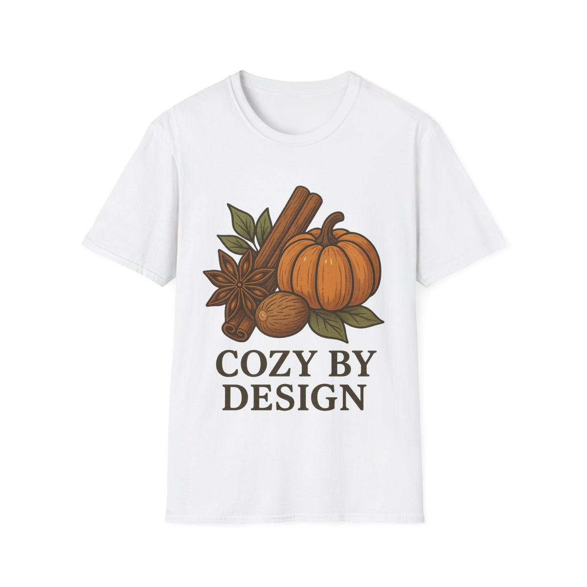 Cozy By Design Pumpkin Tee — Fall Harvest Graphic T-Shirt- Trending Now - September 2026