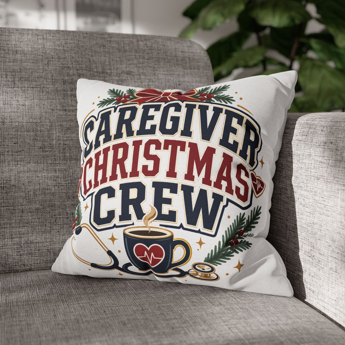 Caregiver Christmas Crew Pillowcase Modern Day Christmas – Festive Nurse & Healthcare Gift