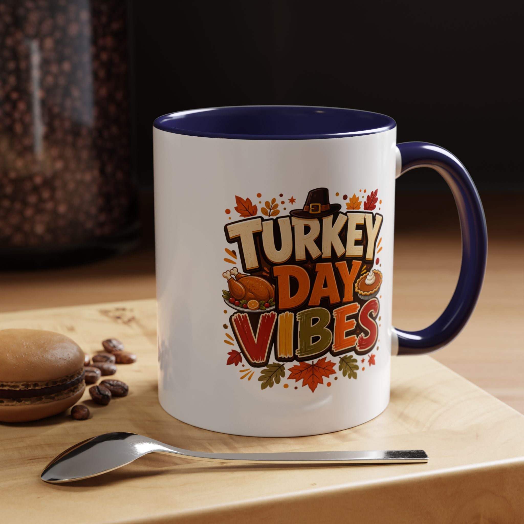 Thanksgiving Mug Turkey Day Vibes Accent Mug — Thanksgiving Coffee Cup