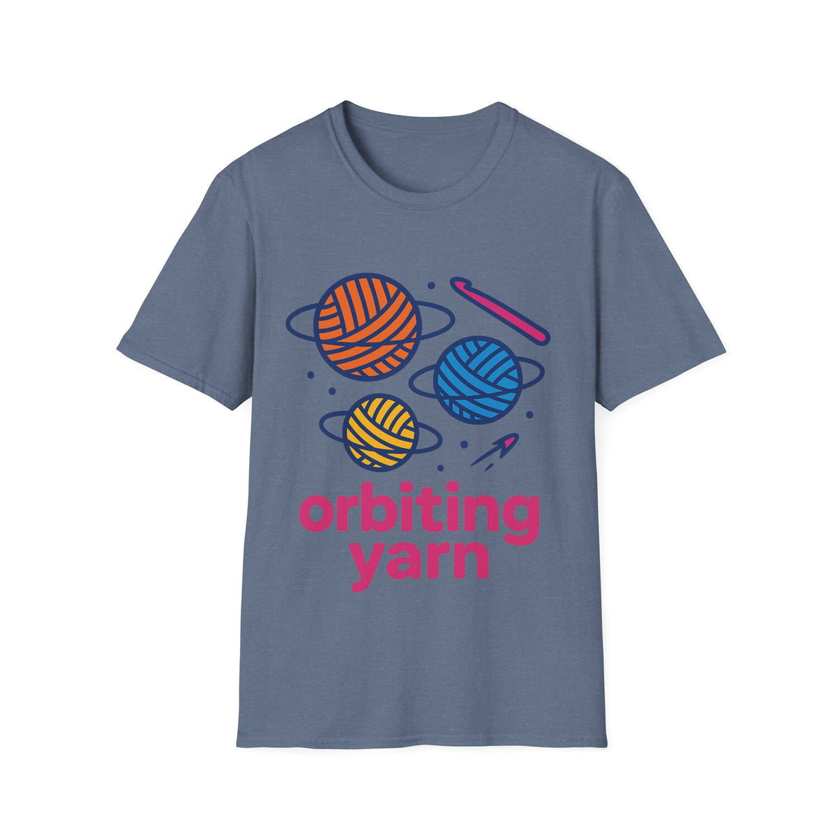 "Orbiting Yarn" Space Galaxy Crochet Graphic Tee - Funny Knitting Crafter White T-Shirt - Trending Now - September 2026