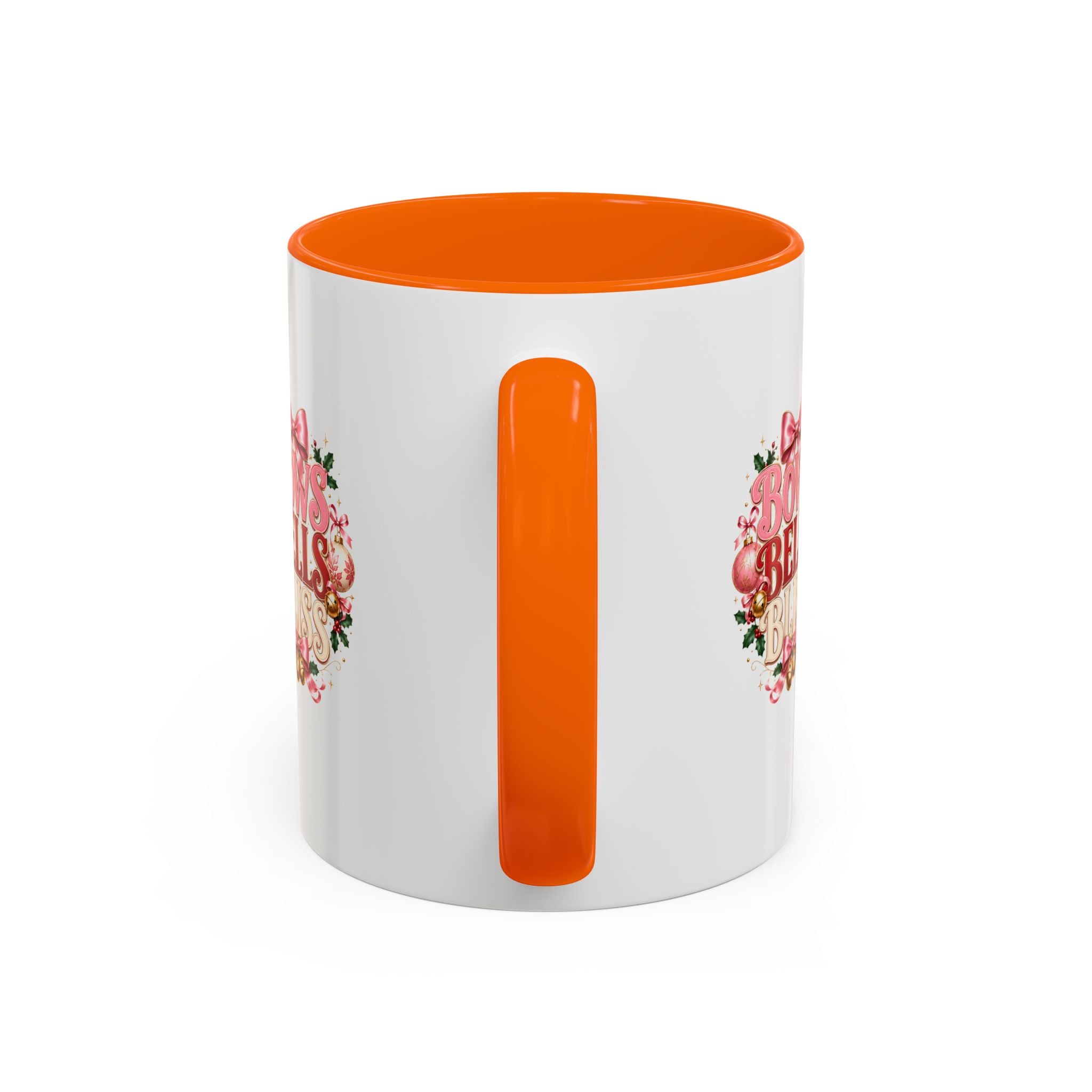 Bows Bells Bliss Holiday Accent Coffee Mug — Festive Pink Christmas Design
