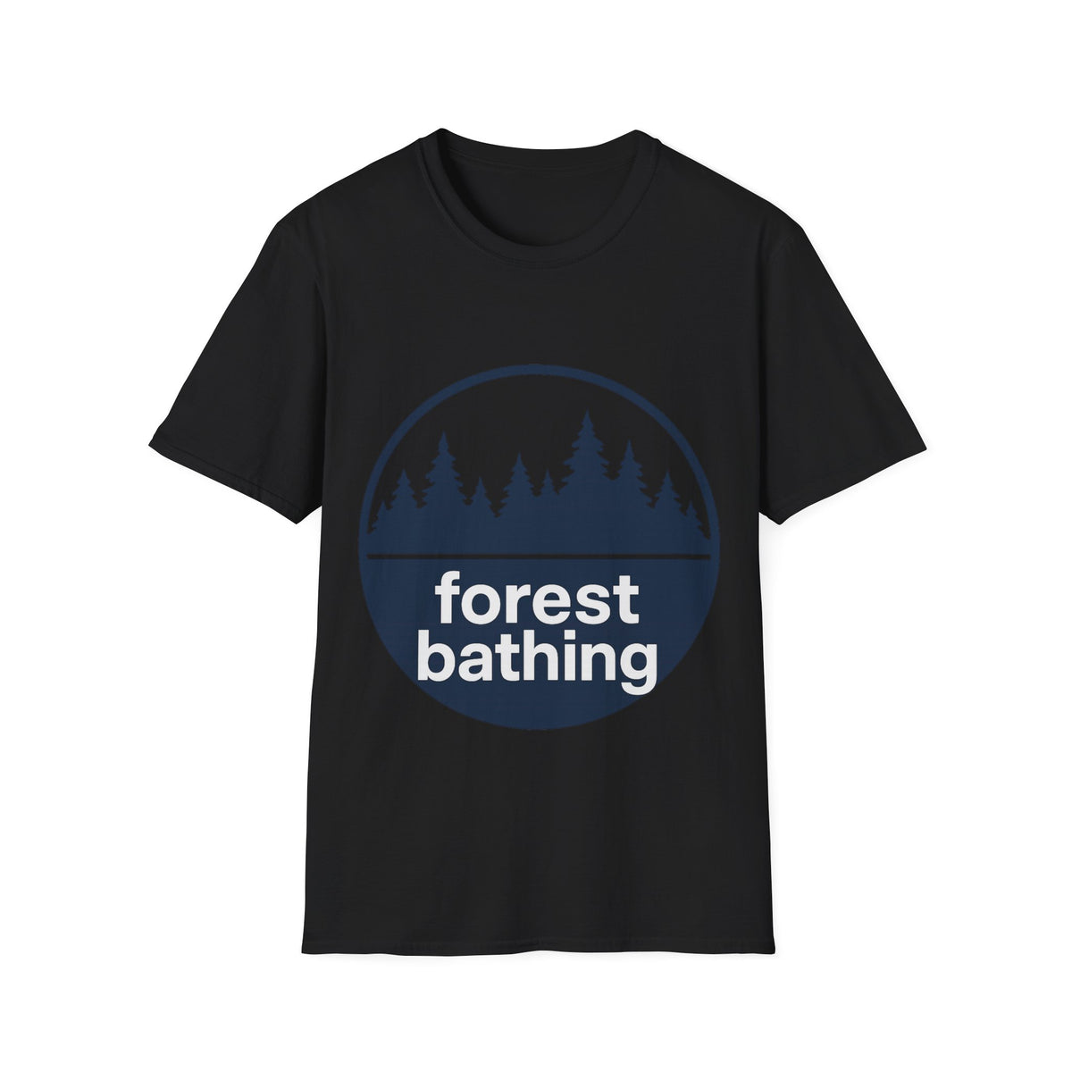 "Forest Bathing" Retro Nature Shield Graphic Tee - Minimalist Outdoor Hiking Adventure White T-Shirt - Trending Now - September 2026