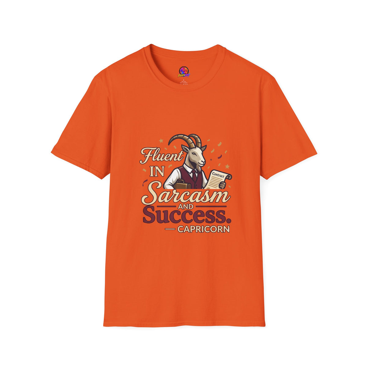 Capricorn Goat Graphic T-Shirt — "Fluent in Sarcasm & Success" Zodiac Tee