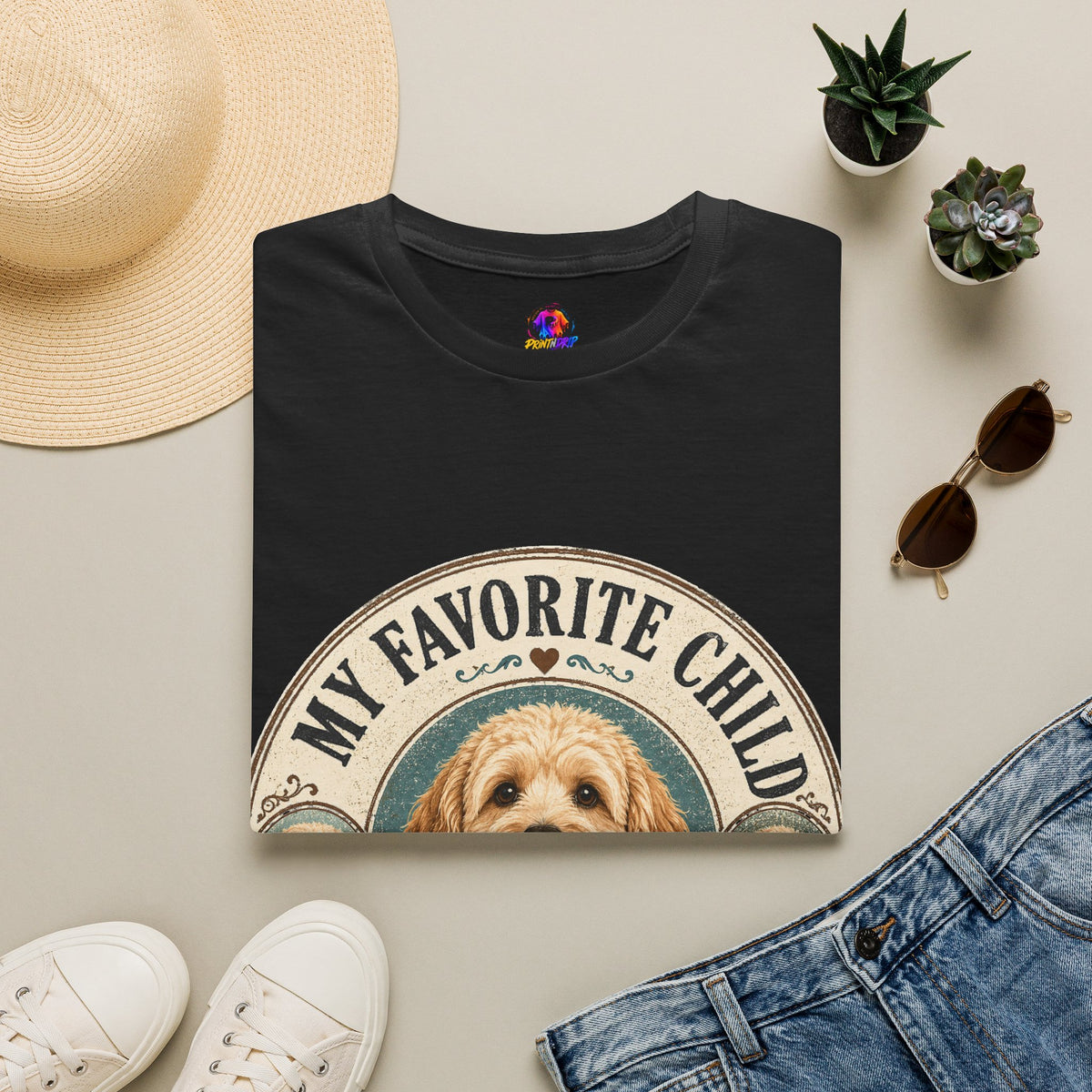 Dog Mom T-Shirt — "My Favorite Child" Cute Goldendoodle Graphic Tee