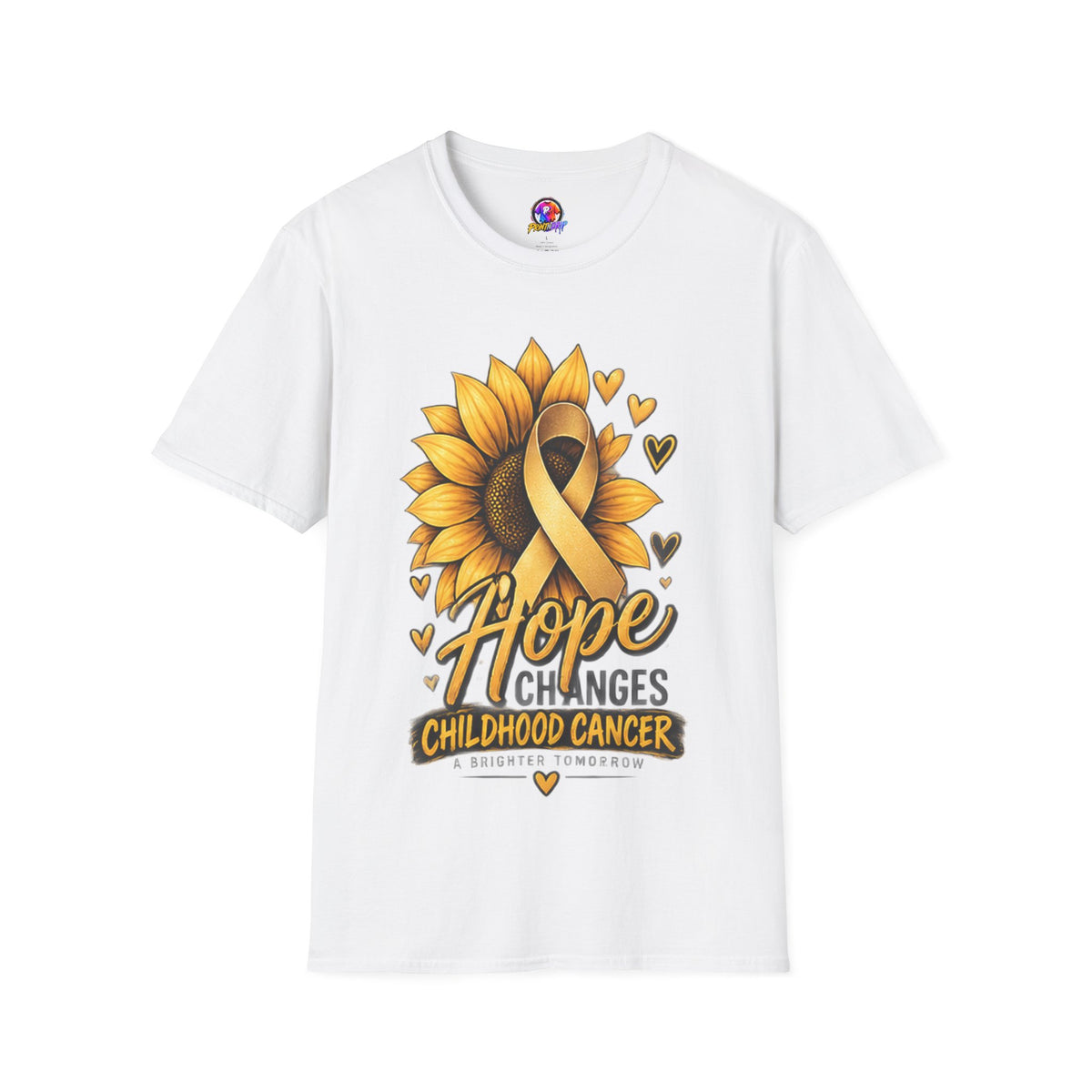 Childhood Cancer Awareness T-Shirt — "Hope Changes Lives" Sunflower Ribbon
