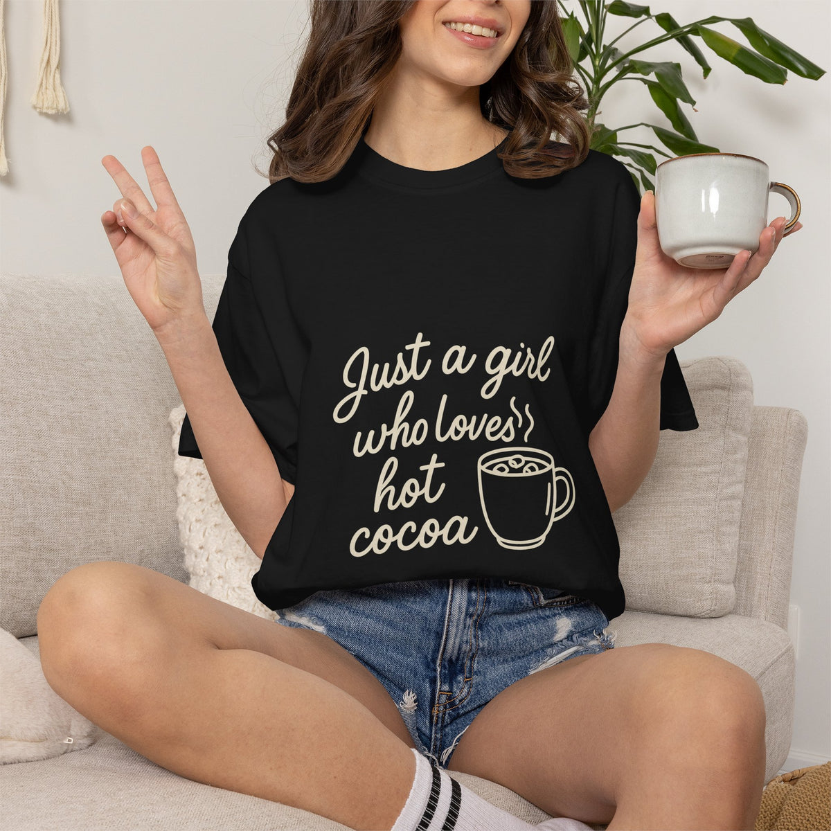 Hot Cocoa Lover T-Shirt — "Just a Girl Loves Hot Cocoa" Graphic Tee - Trending Now - October 2026