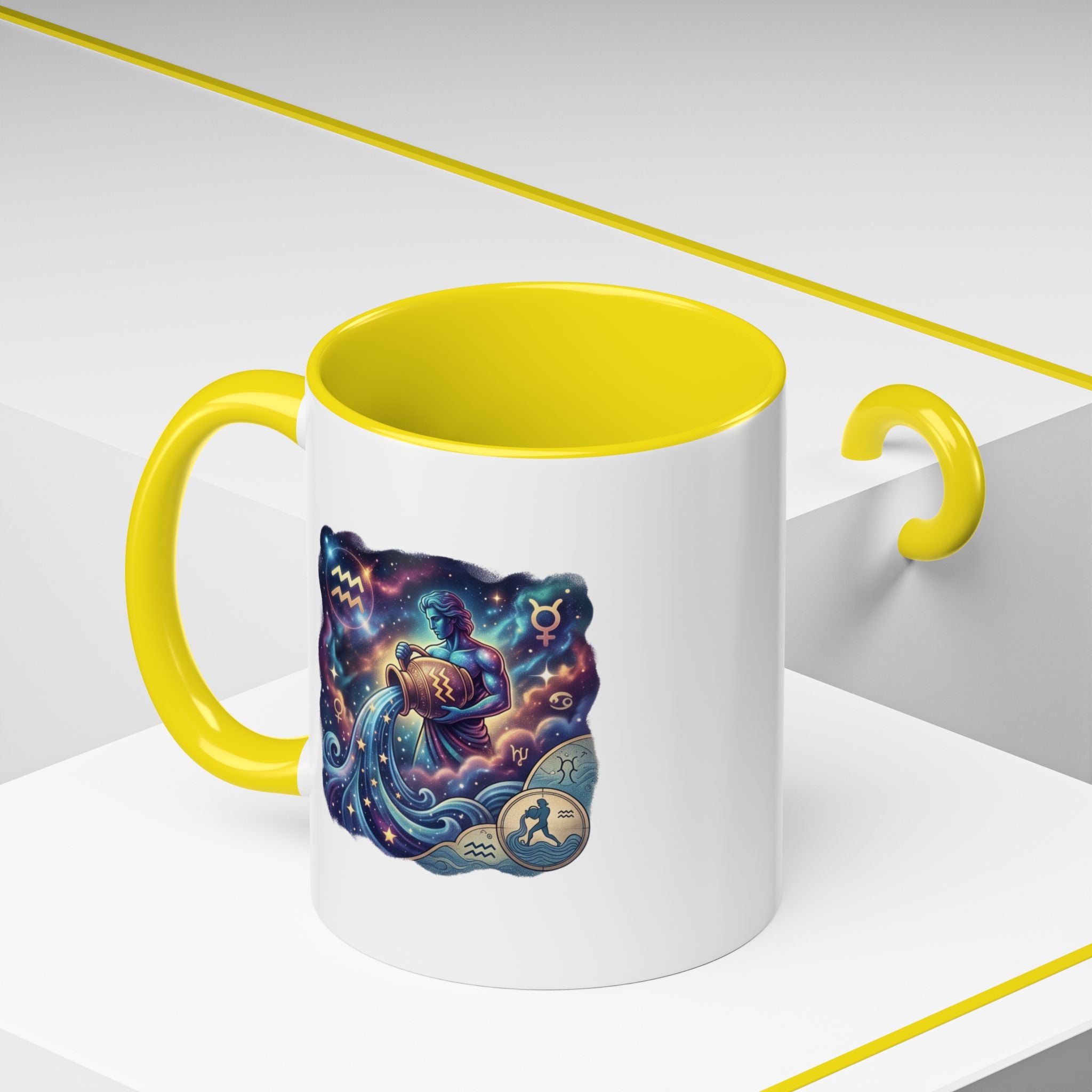 Aquarius Zodiac Coffee Mug — Celestial Water Bearer Accent Mug