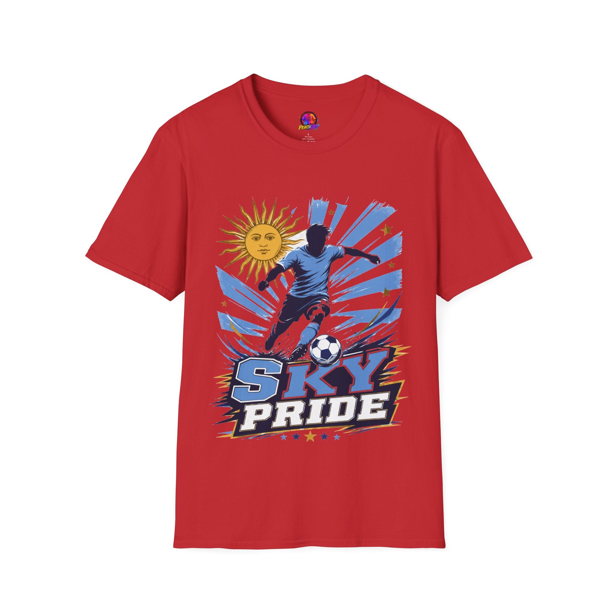Uruguay Soccer Sky Pride T-Shirt — Argentina Sun Football Graphic Tee