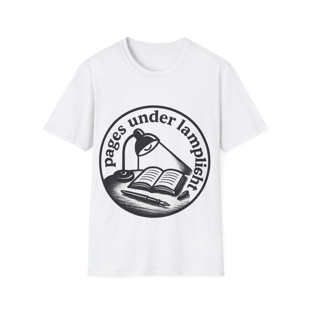 Pages Under Lamplight Vintage Circular Stamp T-Shirt, Retro Bookstore Bookworm Reading Graphic Tee - Trending Now - September 2026