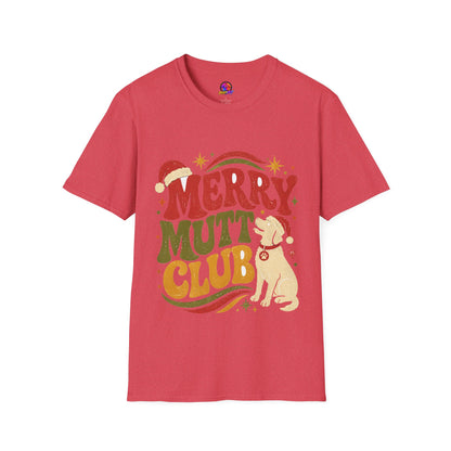 Merry Mutt Club T-Shirt — Retro Christmas Dog Lover Tee