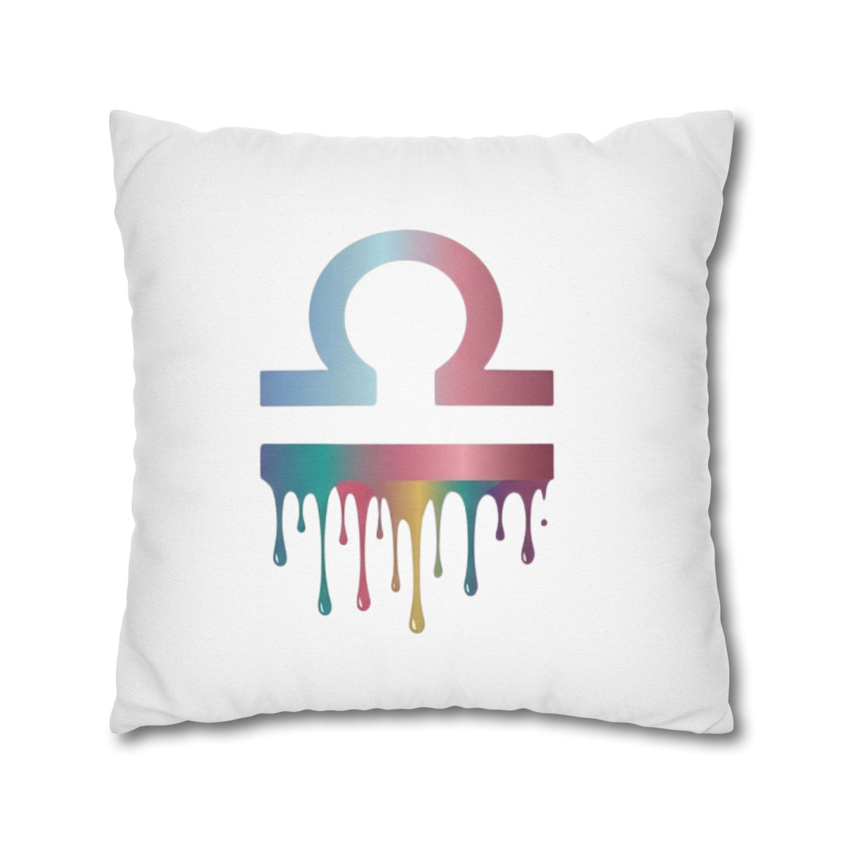 Libra Zodiac Drip Pillowcase — Colorful Astrology Square Throw Pillow