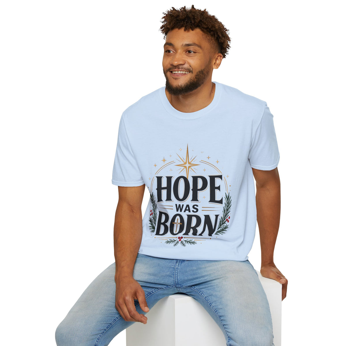 Hope Was Born T‑Shirt — Christmas Nativity Star Holiday Tee