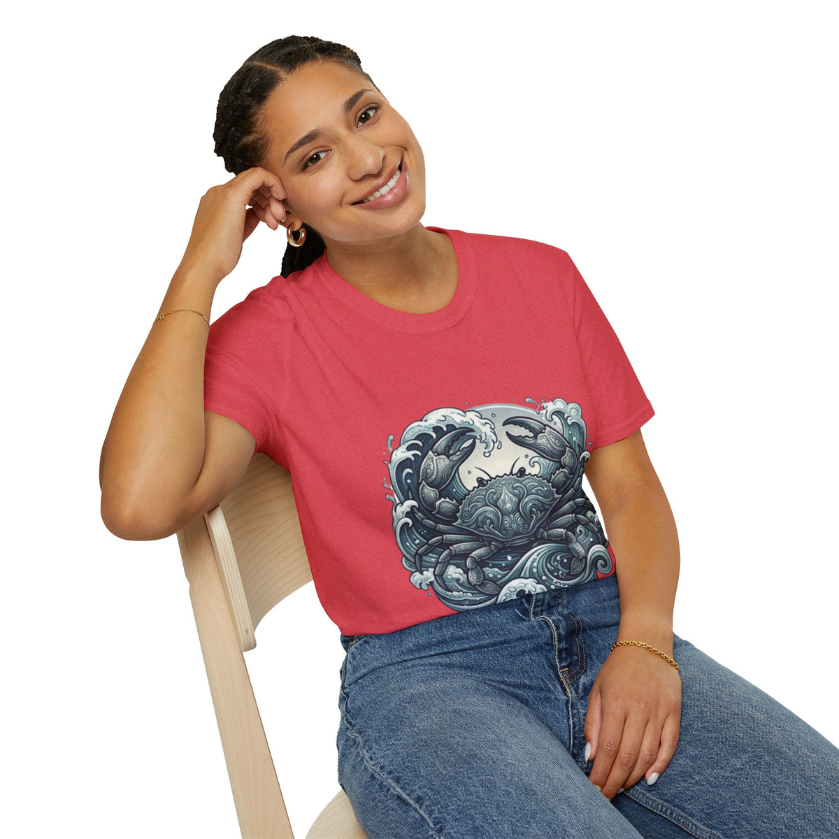 Crab and Waves Graphic T-Shirt — Coastal Oceanic Nautical Tee