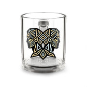 Gemini Geometric Elephant Glass Mug — 10oz Tribal-Inspired Animal Coffee Cup