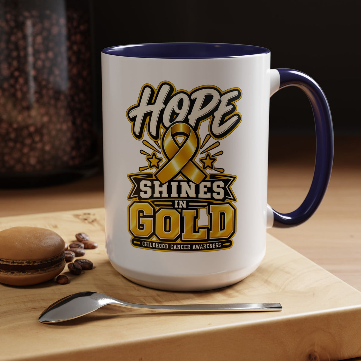 Hope Shines in Gold Coffee Mug — Childhood Cancer Awareness Accent Mug