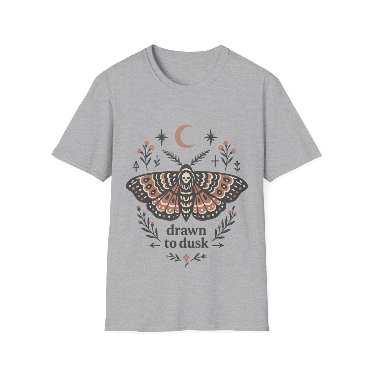 Mystic Moth T-Shirt — Crescent Moon & Floral Boho Graphic - Trending Now- August 2026