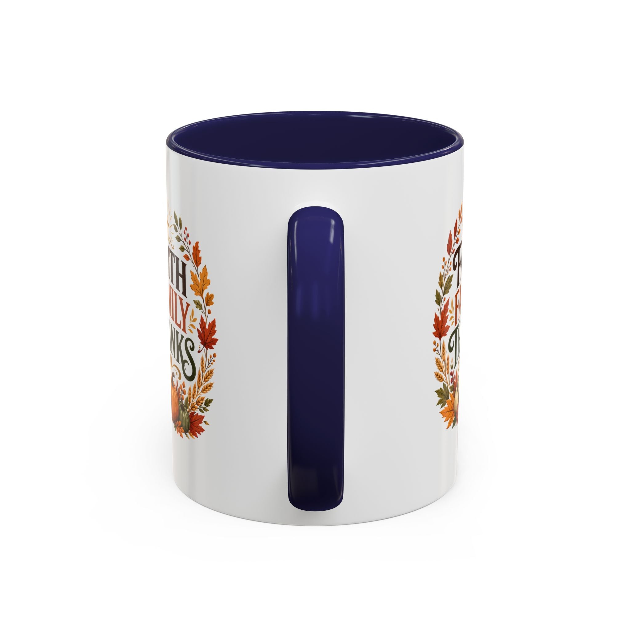 Thanksgiving Mug Faith Family Thanks Accent Coffee Mug — Thanksgiving Pumpkin Fall Leaves