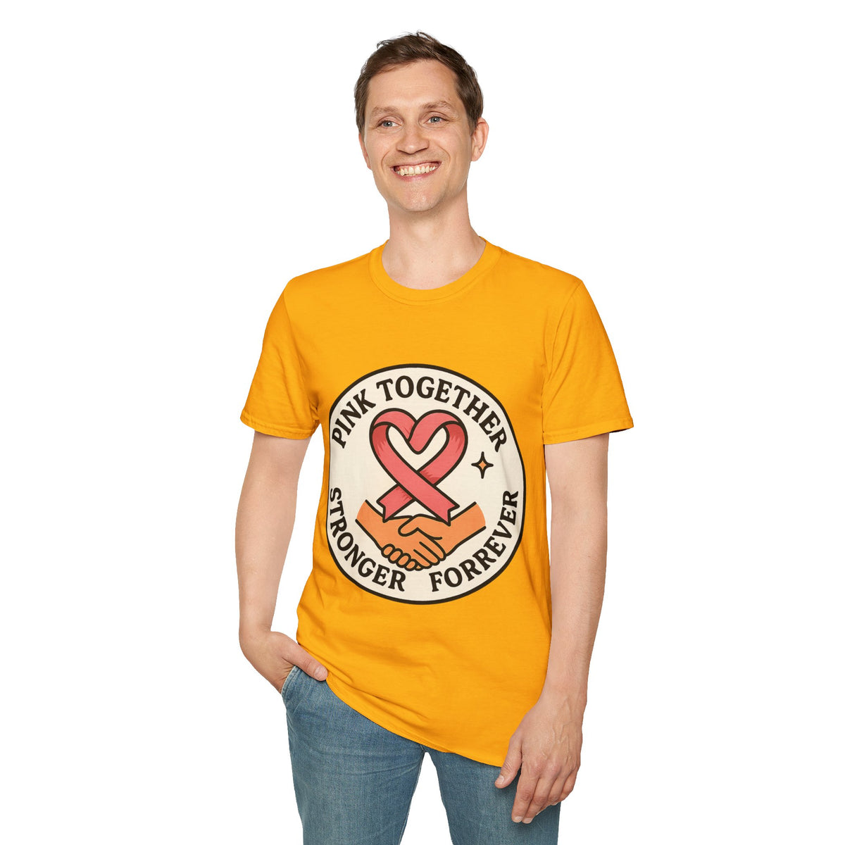 Pink Together Stronger Forever Shield Badge T-Shirt, Breast Cancer Heart Ribbon Tee - Trending Now - September 2026