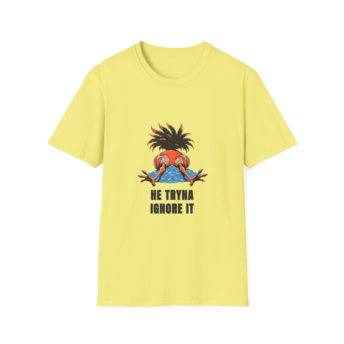 Graphic T-Shirt — 'He Tryna Ignore It' Funny Crab Illustration Tee - Trending Now - August 2026