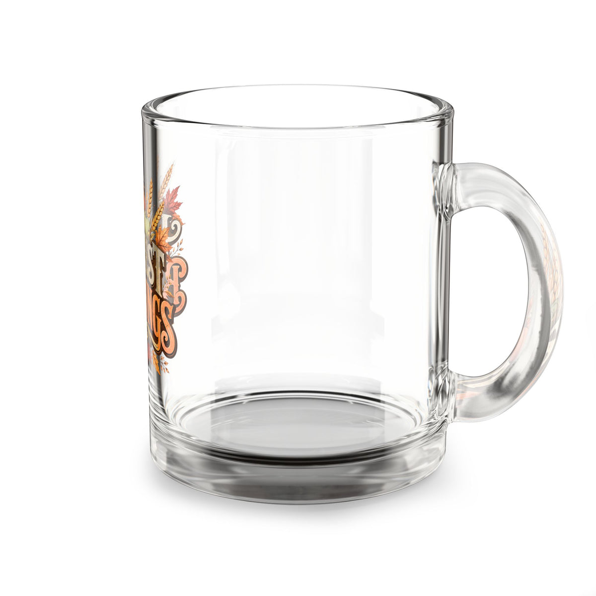 Harvest Blessings Glass Mug — 10oz Thanksgiving Pumpkin Fall Coffee Cup