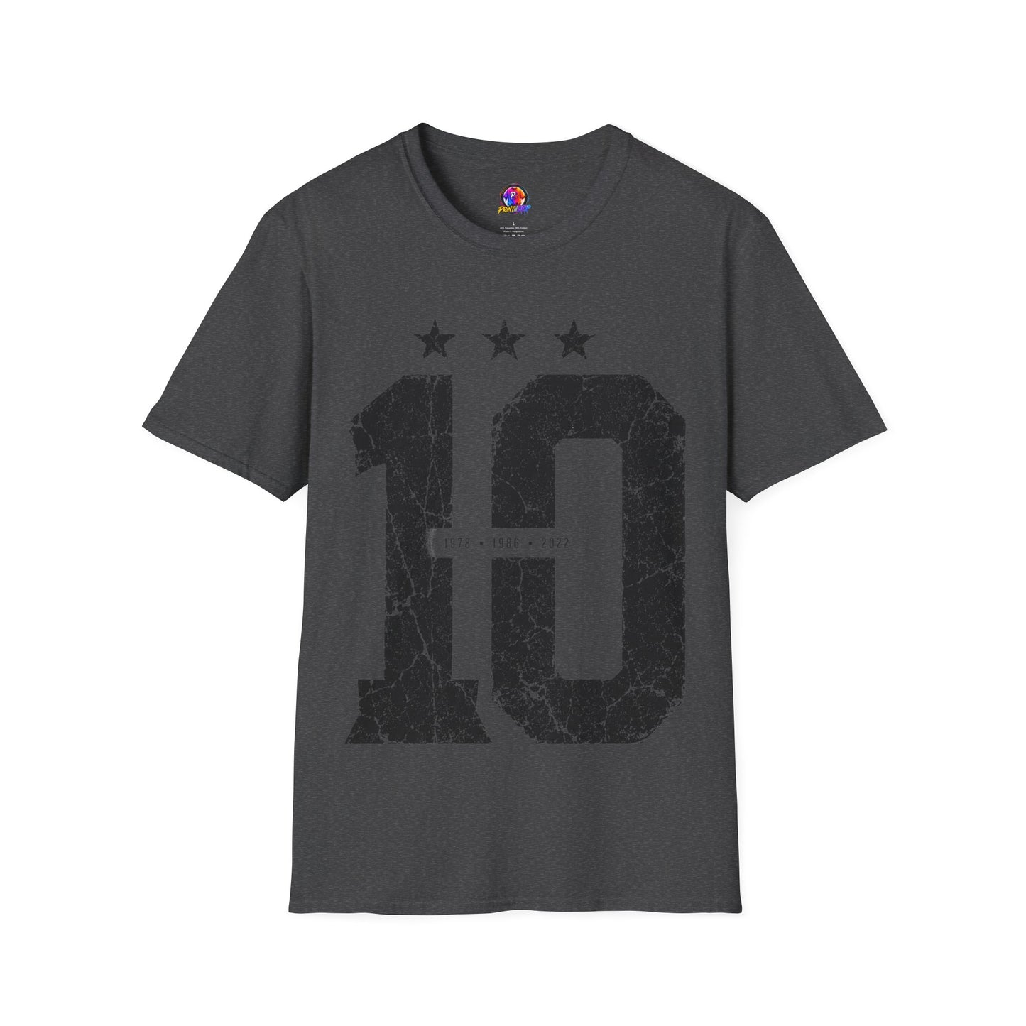 Vintage Argentina Worldcup winning No. 10 Jersey T-Shirt — Distressed Number Tee with Three Stars