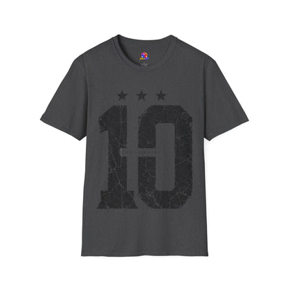 Vintage Argentina Worldcup winning No. 10 Jersey T-Shirt — Distressed Number Tee with Three Stars