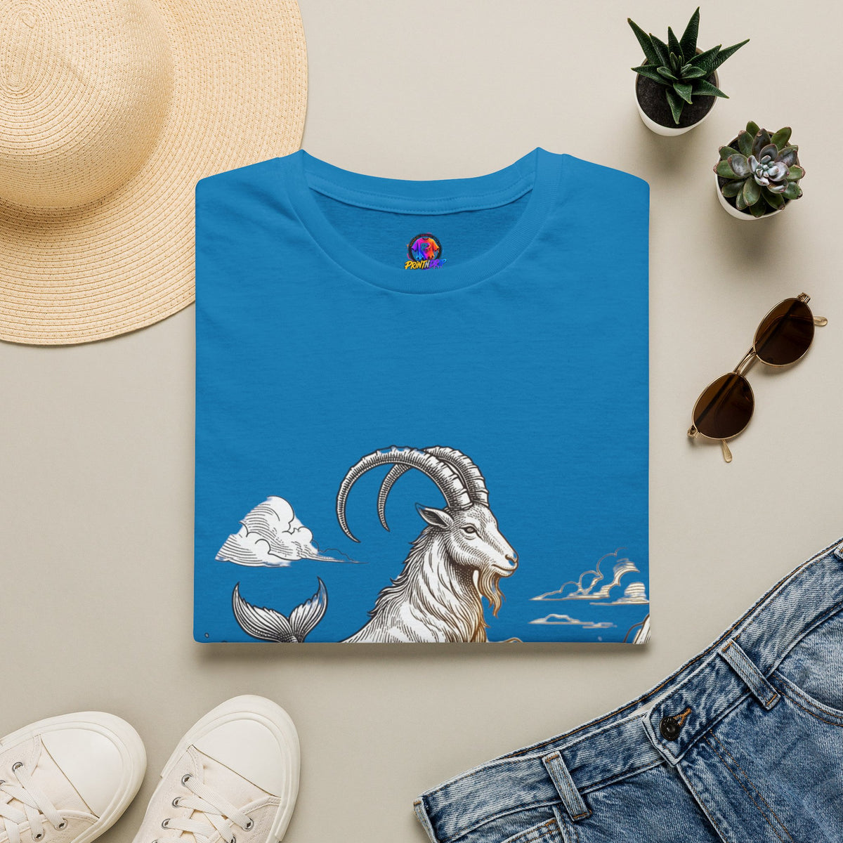 Capricorn Goat-Mermaid T-Shirt — Mythical Sea Goat Zodiac Tee