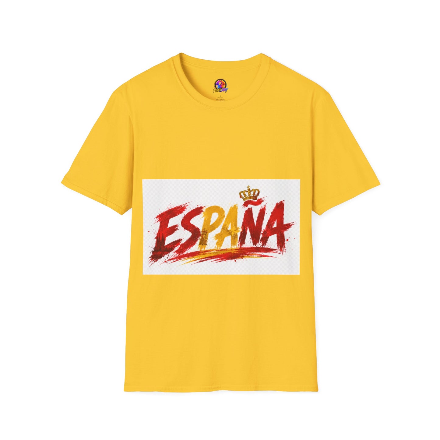 Spain  Graphic T-Shirt — Spanish Flag Brushstroke Design with Crown