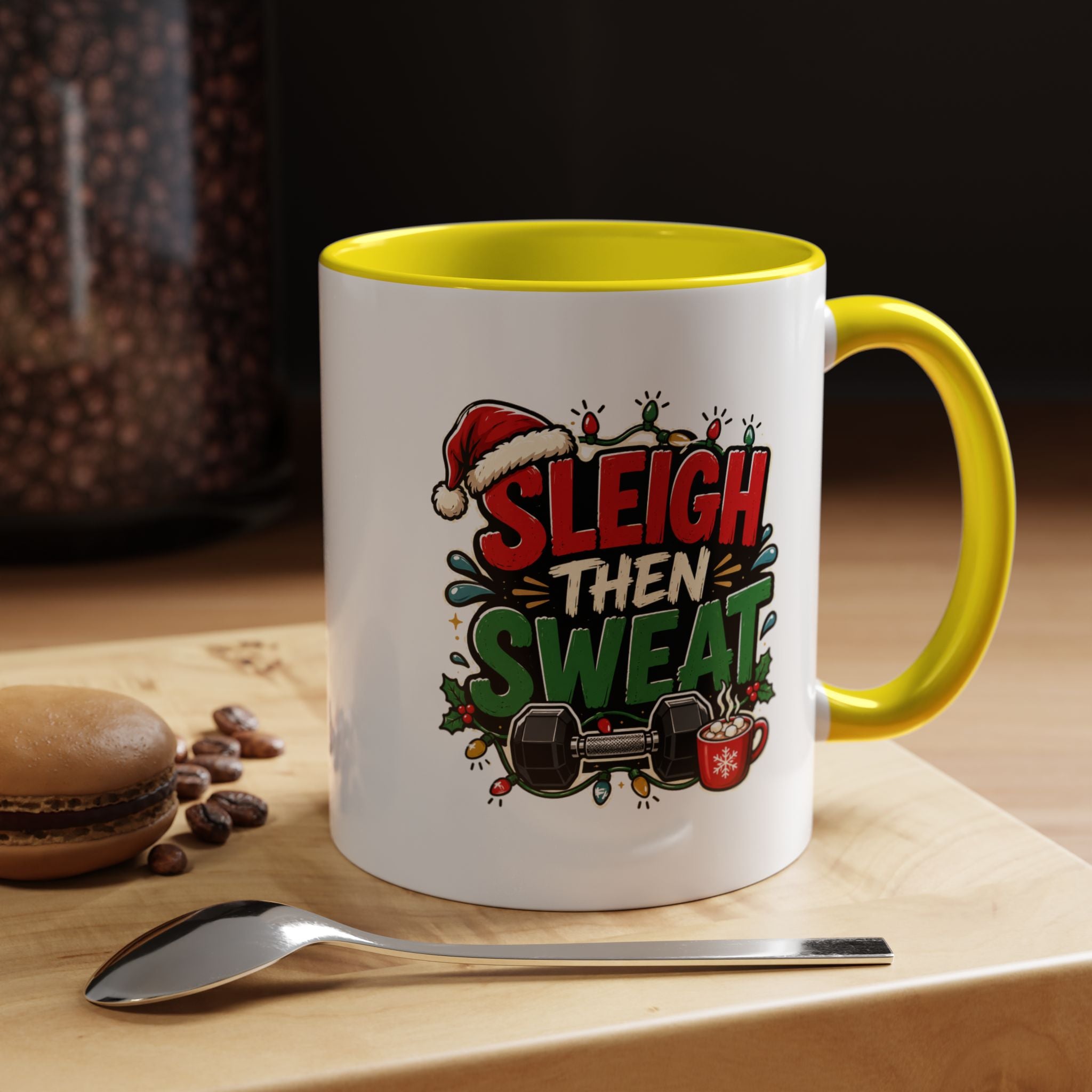 Modern Day Christmas Sleigh Then Sweat Coffee Mug — Festive Gym Motivational Holiday Gift