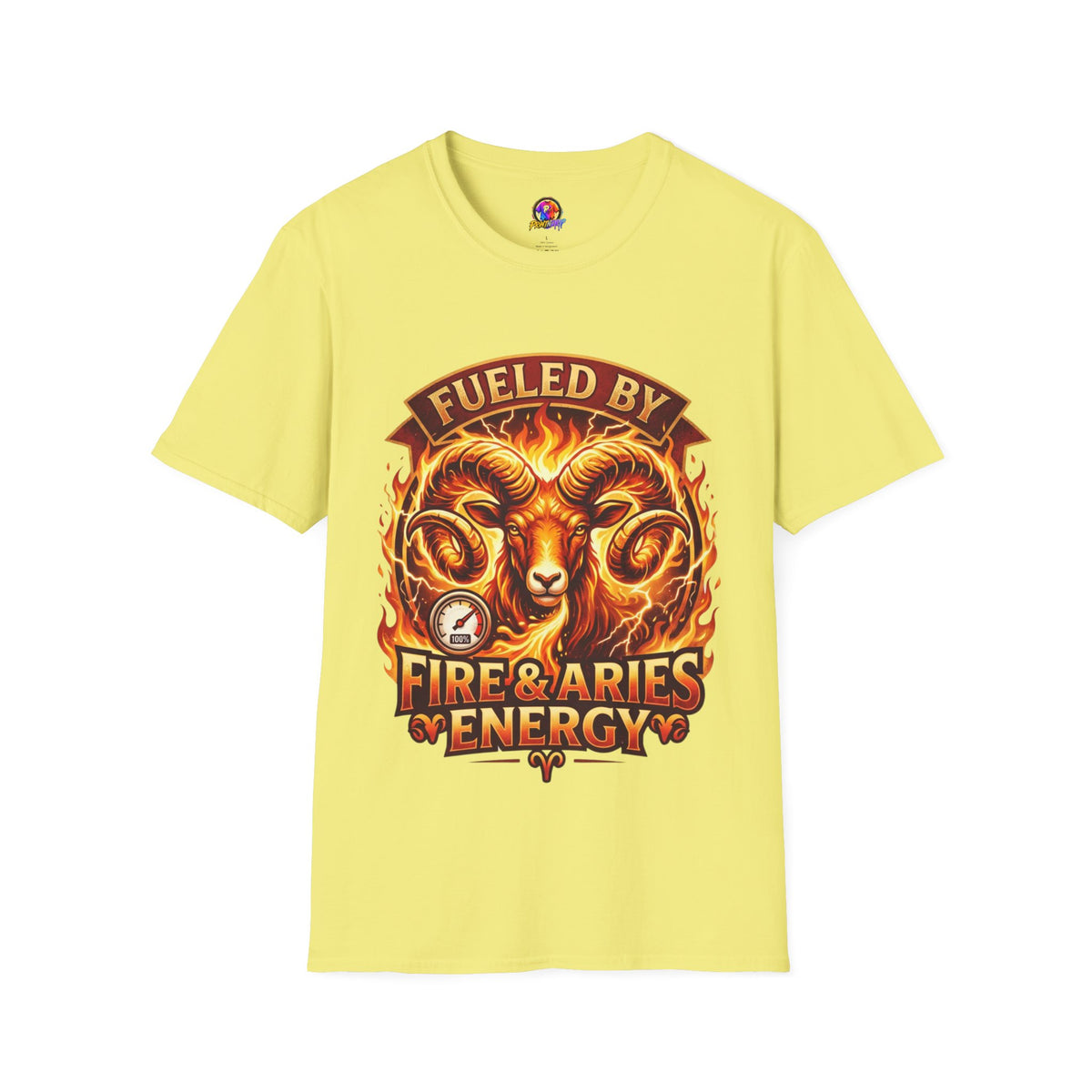 Aries Zodiac Fueled By Fire & Aries Energy T-Shirt — Zodiac Ram Graphic Tee