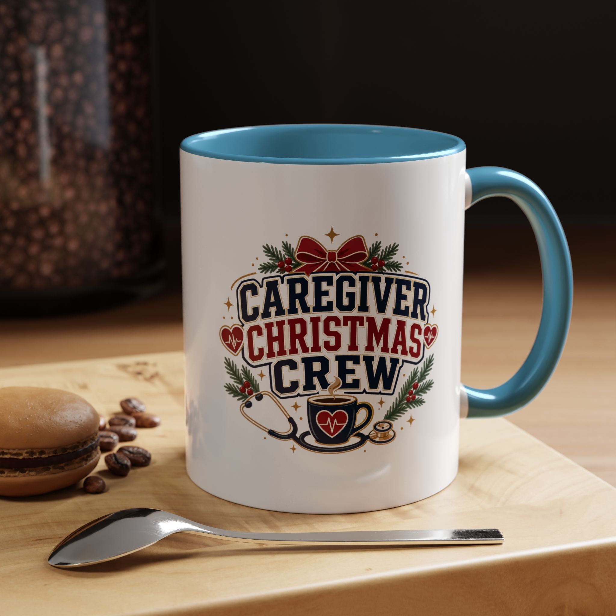 Modern Day Christmas Caregiver Christmas Crew Accent Coffee Mug – Holiday Nurse & Caregiver Gift (11/15oz)