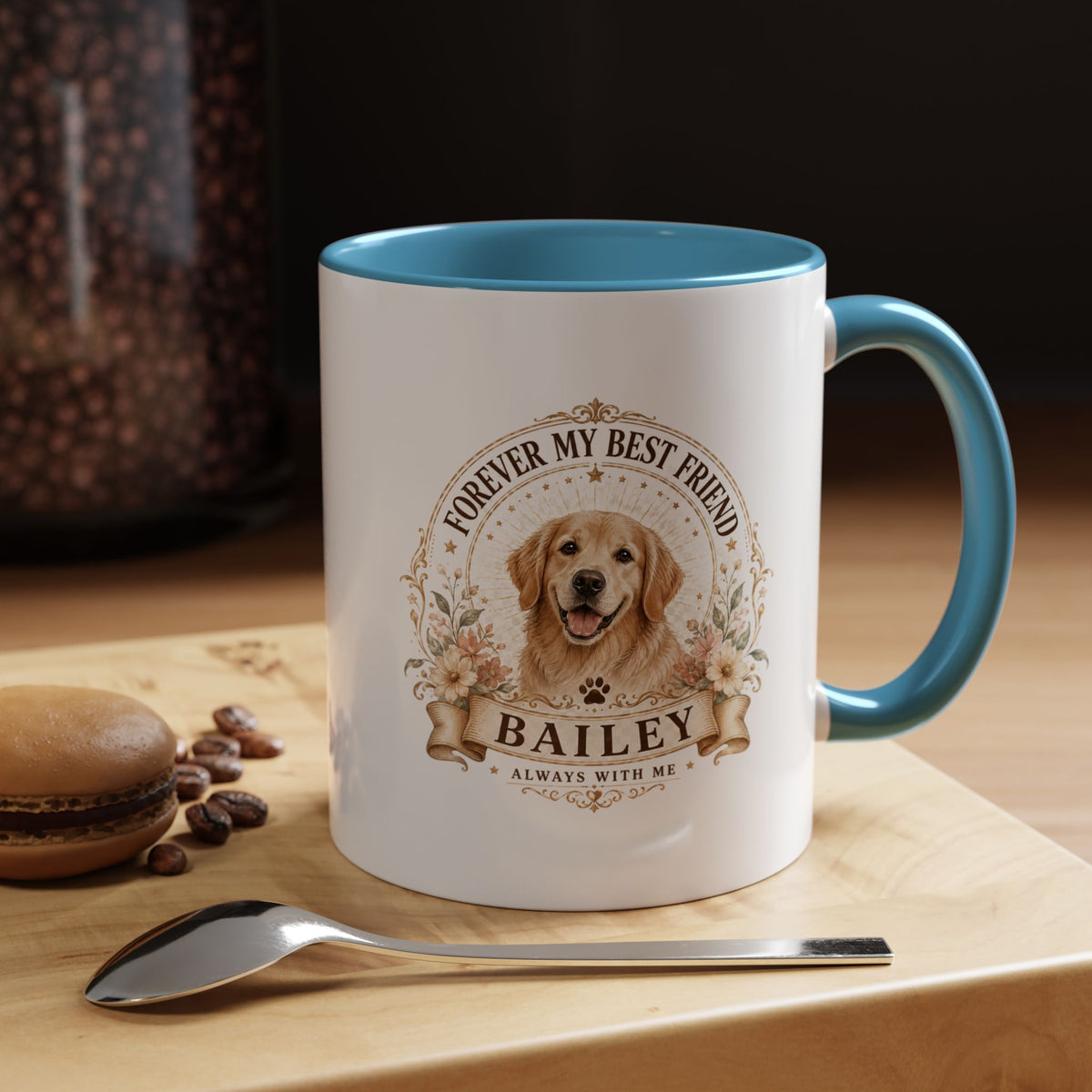 Milo Bailey Dog Dad Mom Golden Retriever Coffee Mug — “Forever My Best Friend” Personalized Dog Mug (Bailey)