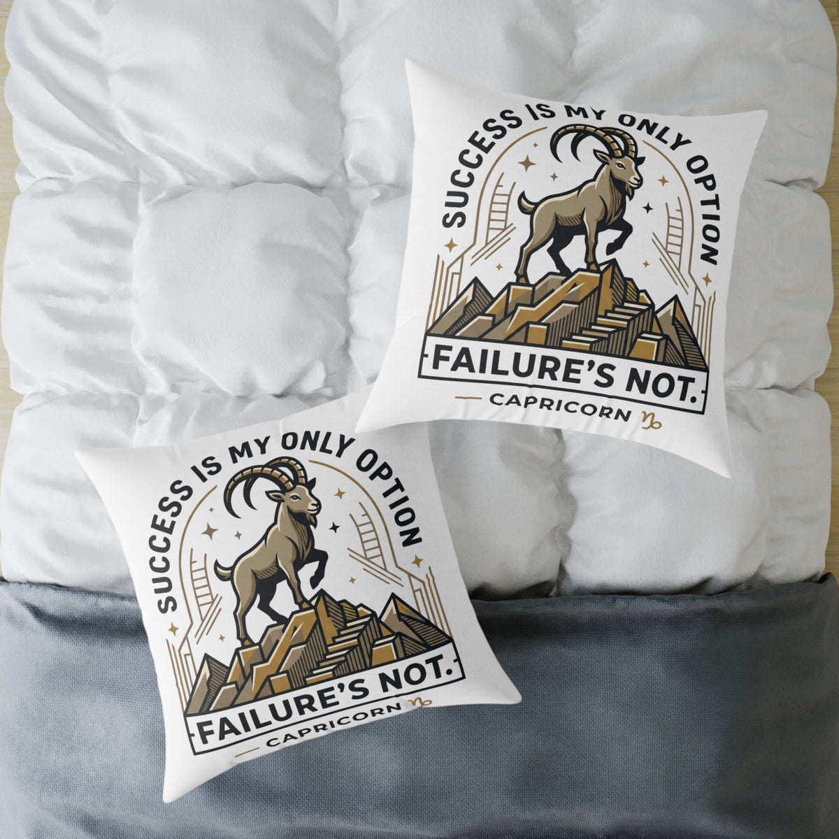 Capricorn Pillow — "Success Is My Only Option, Failure's Not" Capricorn Mountain Goat Decorative Throw Pillow