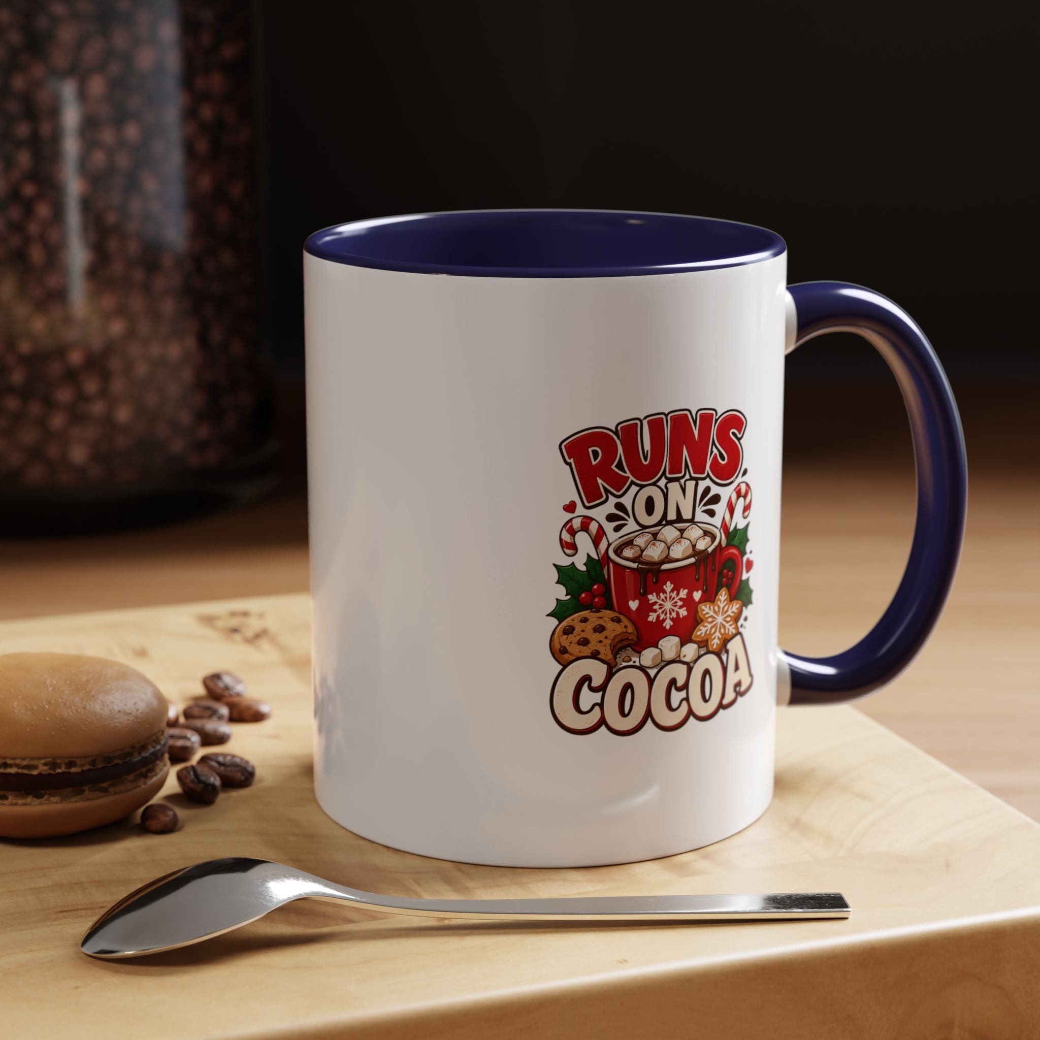 Runs on Cocoa Accent Coffee Mug — Holiday Hot Cocoa Gift