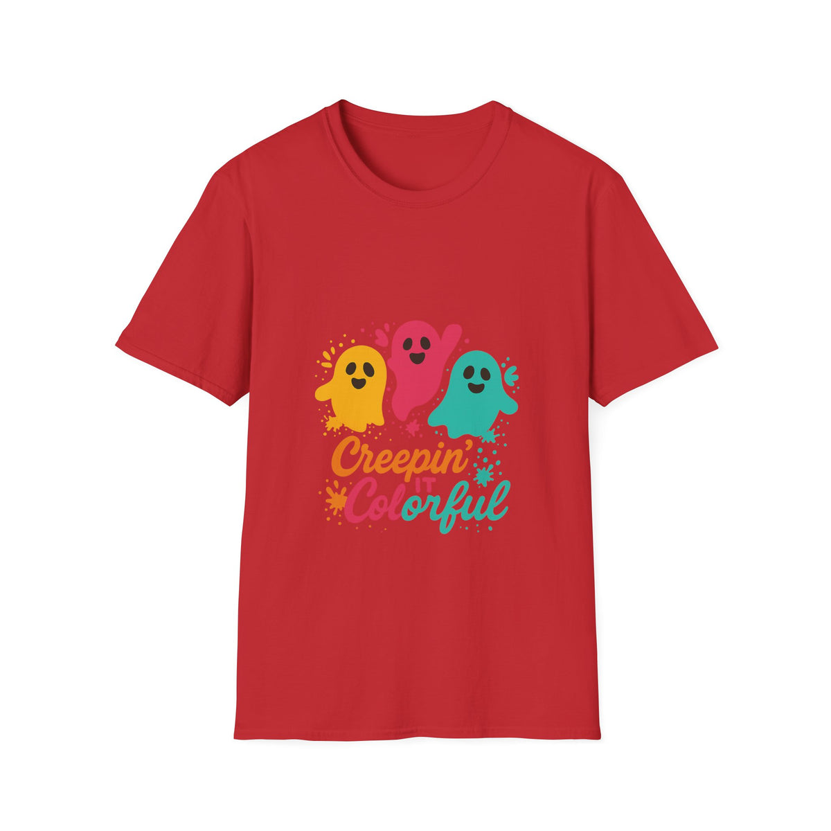Colorful Creepin' Ghosts Tee — Cute Halloween Shirt - Trending Now - October 2026