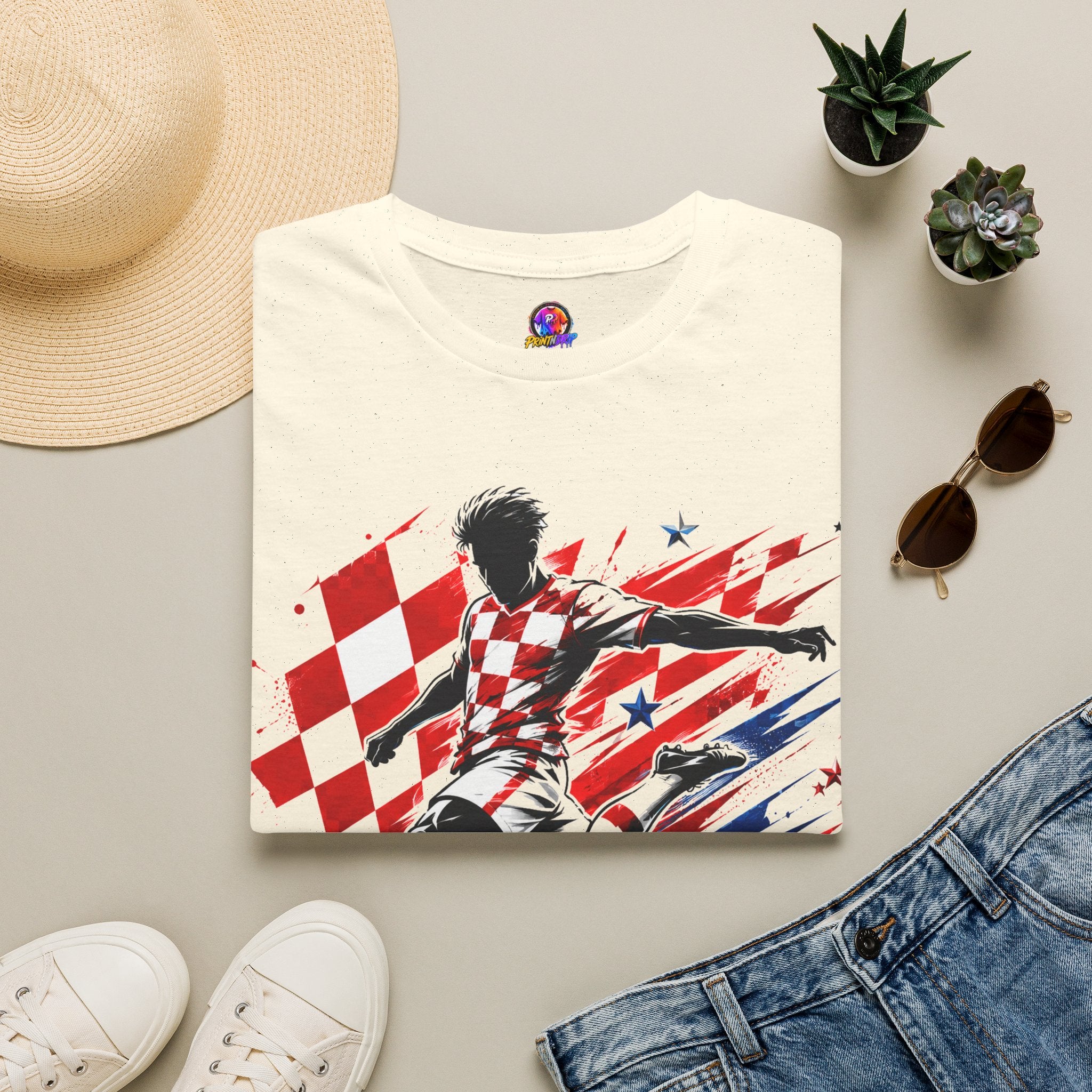 Checkered Glory T-Shirt — Croatia Soccer Fan Tee