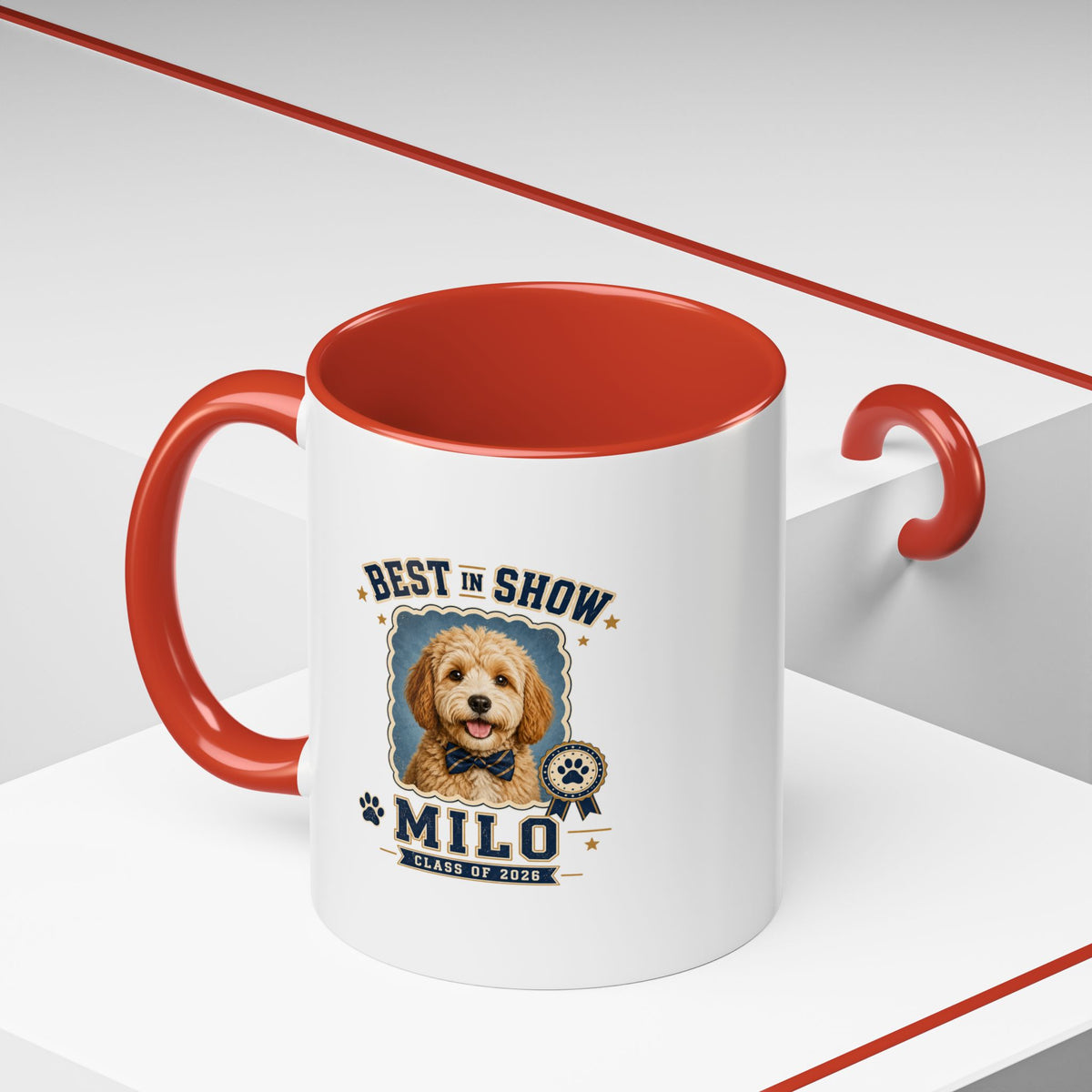 Milo Bailey Dog Dad Mom Best in Show Milo Personalized Dog Coffee Mug — Custom Pet Name Accent Mug