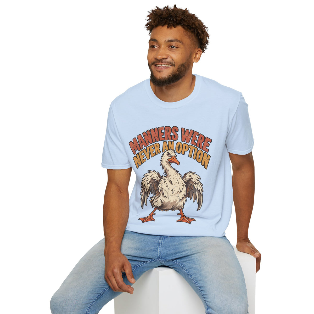 Funny And Witty “Manners Were Never An Option” Goose Graphic T-Shirt