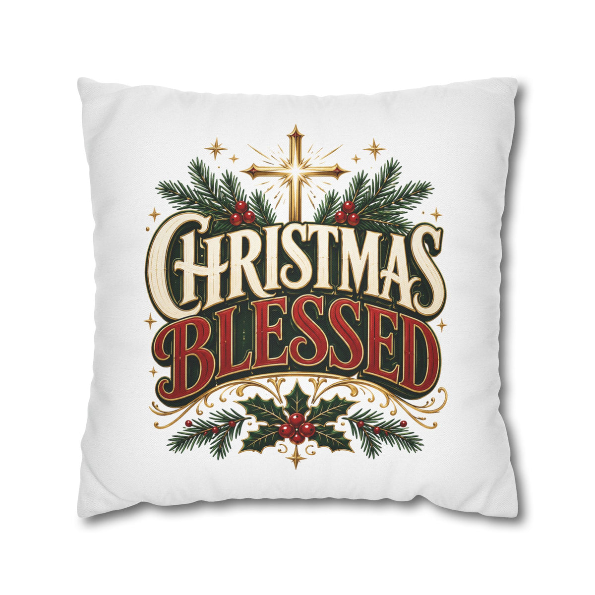 Christmas Spun Square Pillowcase Christmas Blessed Pillowcase