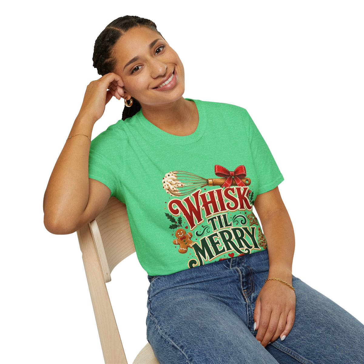 Christmas Baking T-Shirt — "Whisk 'Til Merry" Holiday Tee