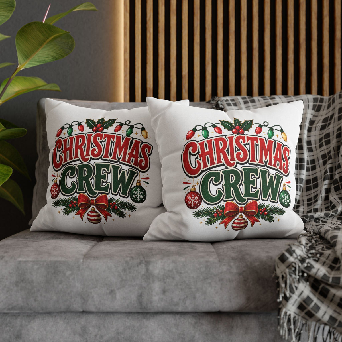 Christmas Crew Holiday Throw Pillowcase — Festive Decorative Cushion Cover