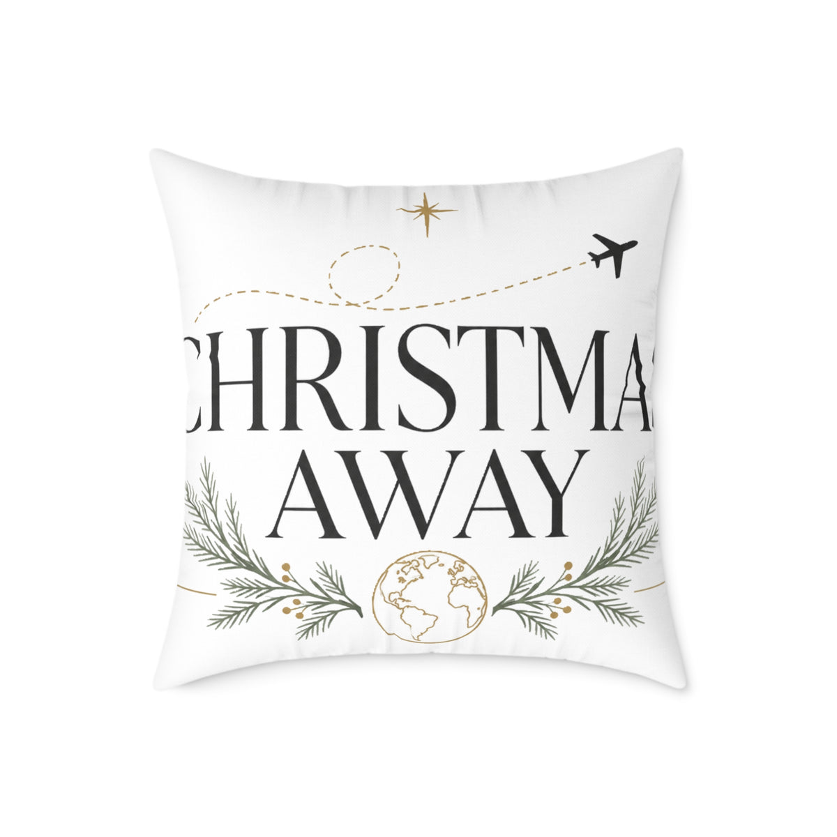 Christmas Holiday Travel Pillow | "Christmas Away" Decorative Throw Cushion