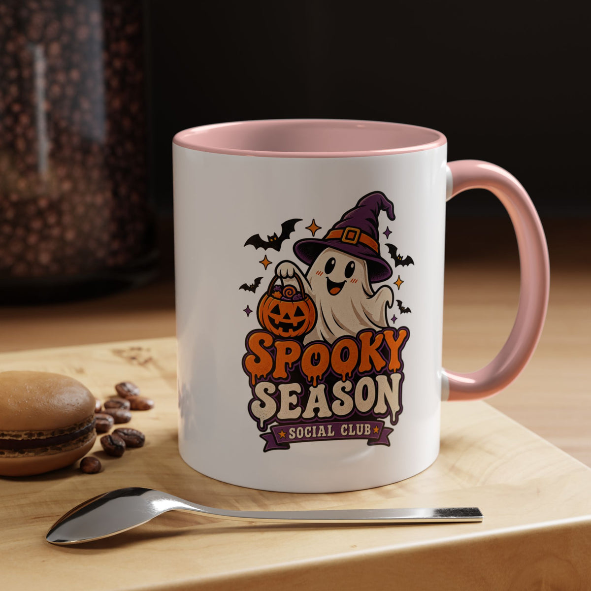 Spooky Season Coffee Mug — Cute Ghost Halloween Accent Mug (11/15oz)